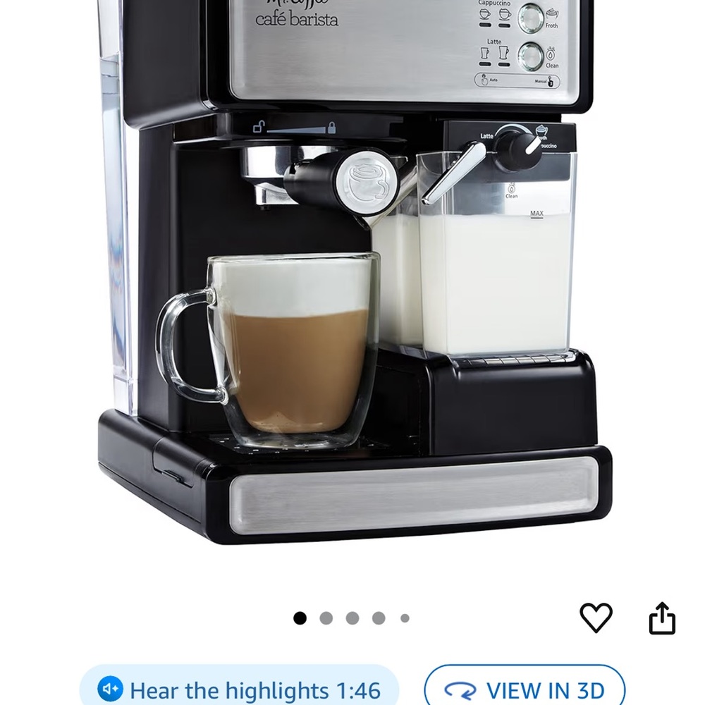 Mr. Coffee Café Barista Espresso and Cappuccino Maker - Black and Silver